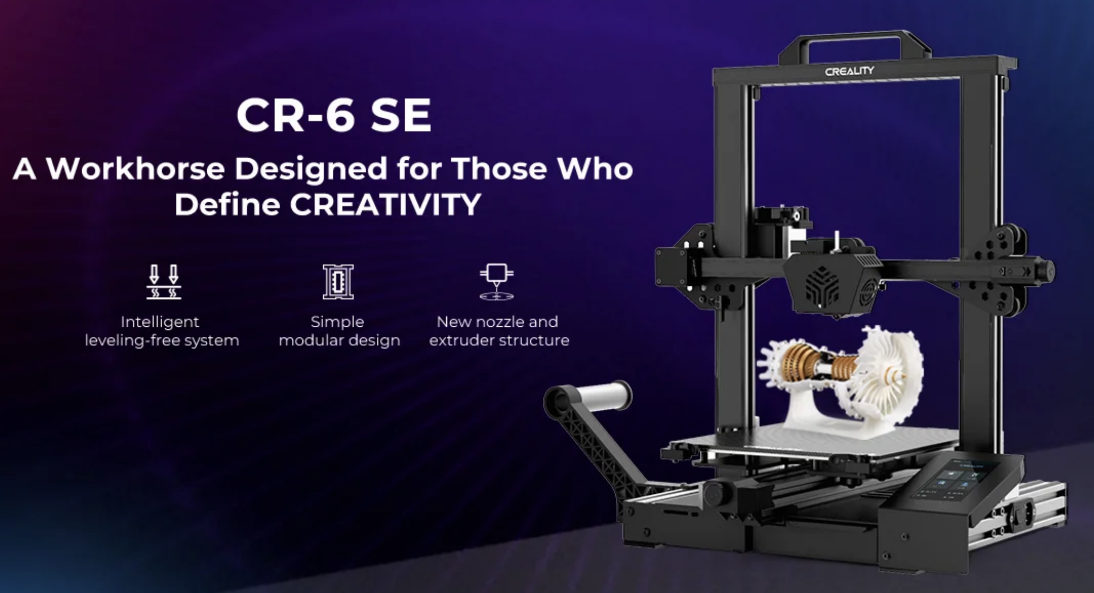 Creality CR-6 SE 3D printer
크리얼리티 CR-6 SE 3D프린터
인텔리전트 지능형 레벨프리 시스템, 새로운 노즐과 익스트루더 스트럭쳐