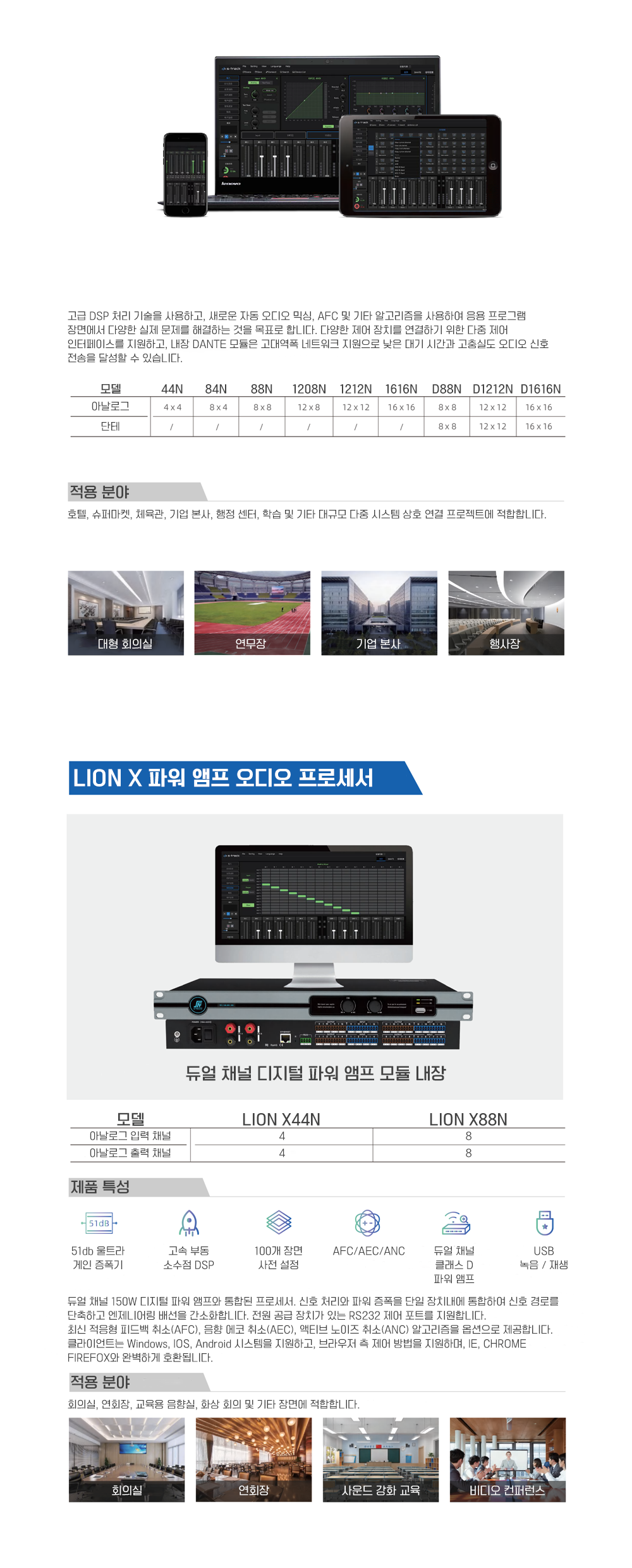 S-Track; SWIFT X 디지털 오디오 프로세서; ABOX X 10-in-4-out 프로세서; DBOX X네트워크 오디오 인터페이스 머신; Tiger X디지털 오디오 프로세서