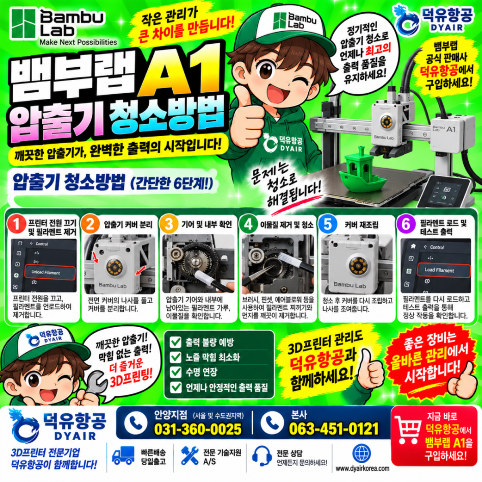 뱀부랩 A1 압출기 청소방법은?